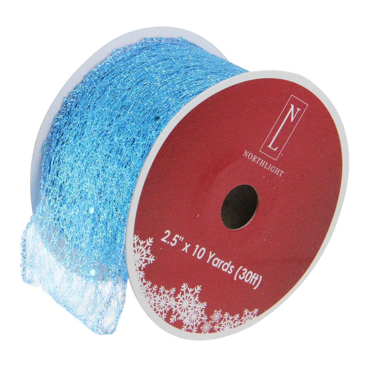 Glittering Blue Solid Wired Christmas Craft Ribbon 2.5" x 10 Yards