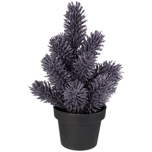 Potted Metallic Glitter Artificial Mini Pine Christmas Tree - 8.5" - Unlit