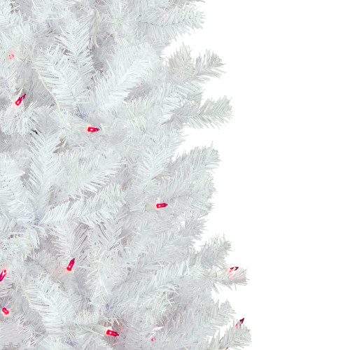 6.5' Pre-Lit Woodbury White Pine Pencil Artificial Christmas Tree, Pink Lights