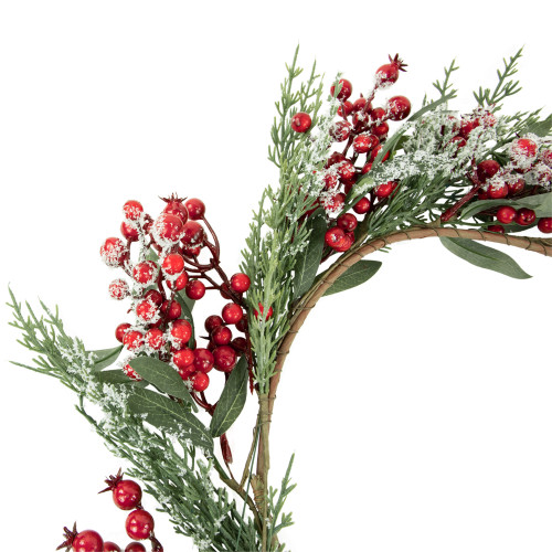 Real Touch?? Frosted Berries and Pine Artificial Christmas Wreath - 18" - Unlit