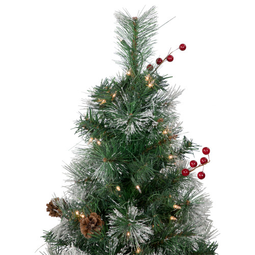 4' Pre-Lit Frosted Carolina Berry Spruce Artificial Christmas Tree, Clear Lights
