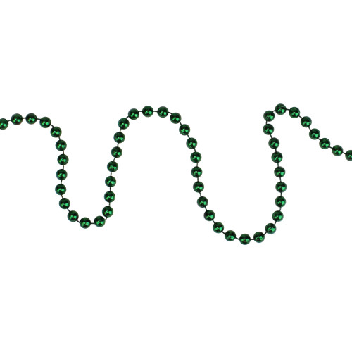 15' Shiny Metallic Green Beaded Christmas Garland - Unlit