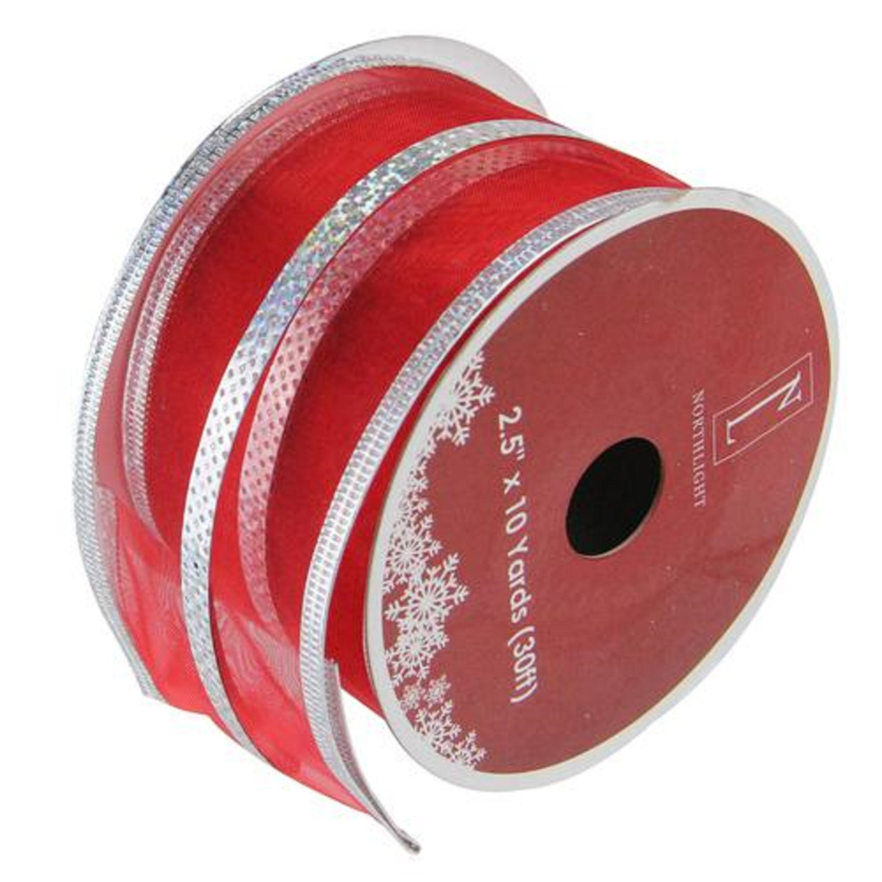 Red and Silver Striped Christmas Wired Craft Ribbon 2.5" x 10 Yards