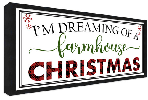 I'm Dreaming of a Farmhouse Christmas 10.5" x 21.5" Framed Christmas Wall Decor  Sign Poster in a Black Wooden Frame with UV Acrylic and Hangers