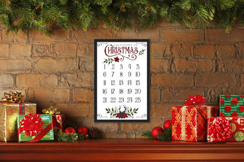 Countdown to Christmas 16.5" x 23.5" Framed Christmas Wall Decor Art Print Sign Poster in a Black Wooden Frame with UV Acrylic and Hangers