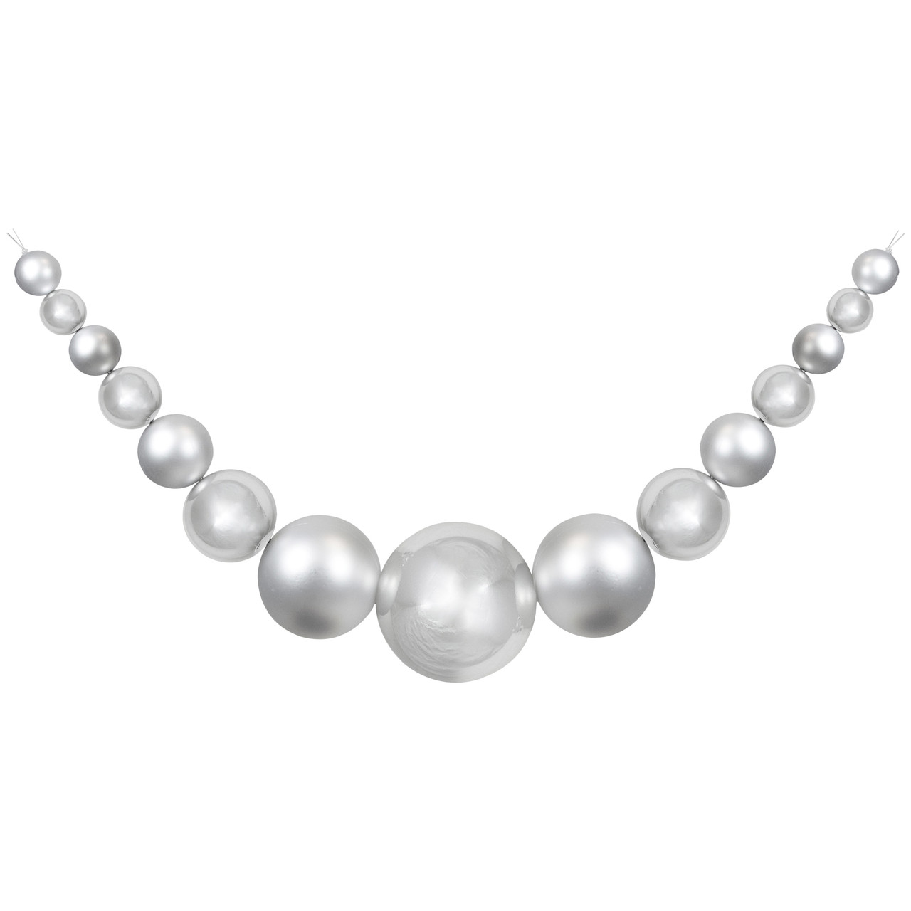 6' Silver Shiny and Matte Shatterproof Ball Christmas Swag