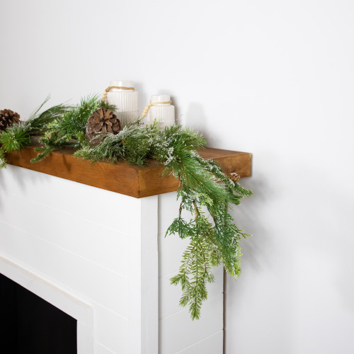 Frosted Mixed Pine and Cedar with Pinecones Artificial Christmas Garland - 5' x 10" - Unlit