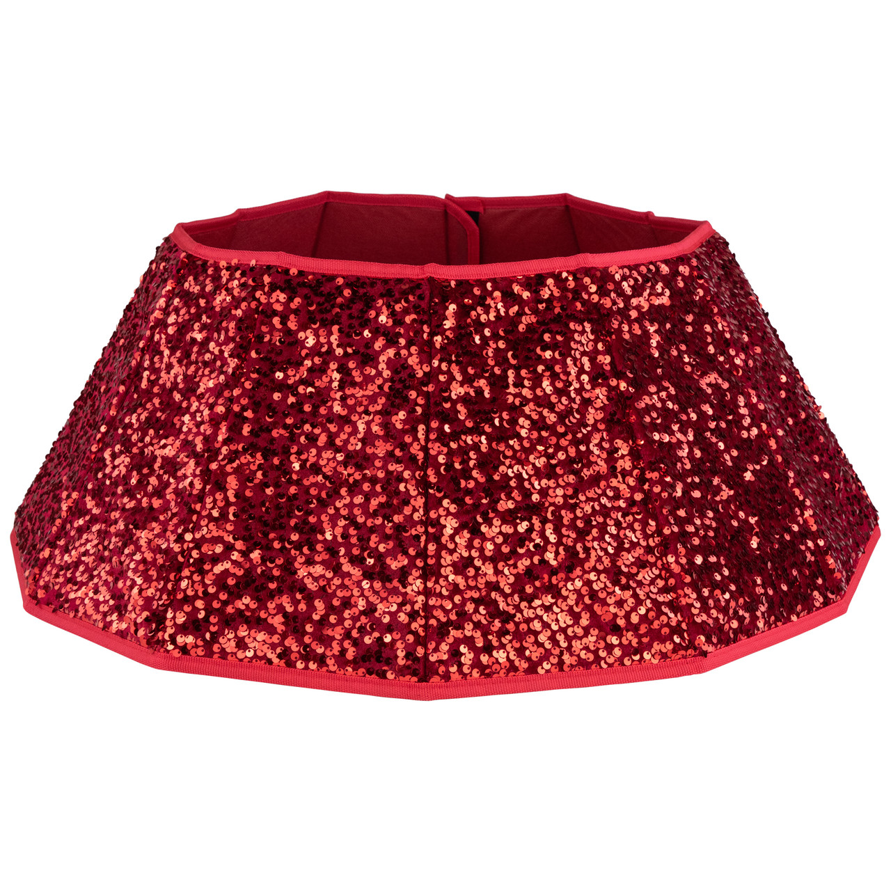 26" Red Sequins Hexagonal Christmas Tree Collar