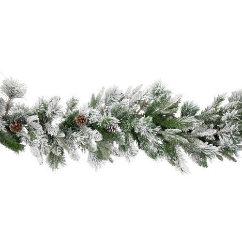 Real Touch?? Flocked Rosemary Emerald Angel Pine Artificial Christmas Garland - 9' x 14" - Unlit