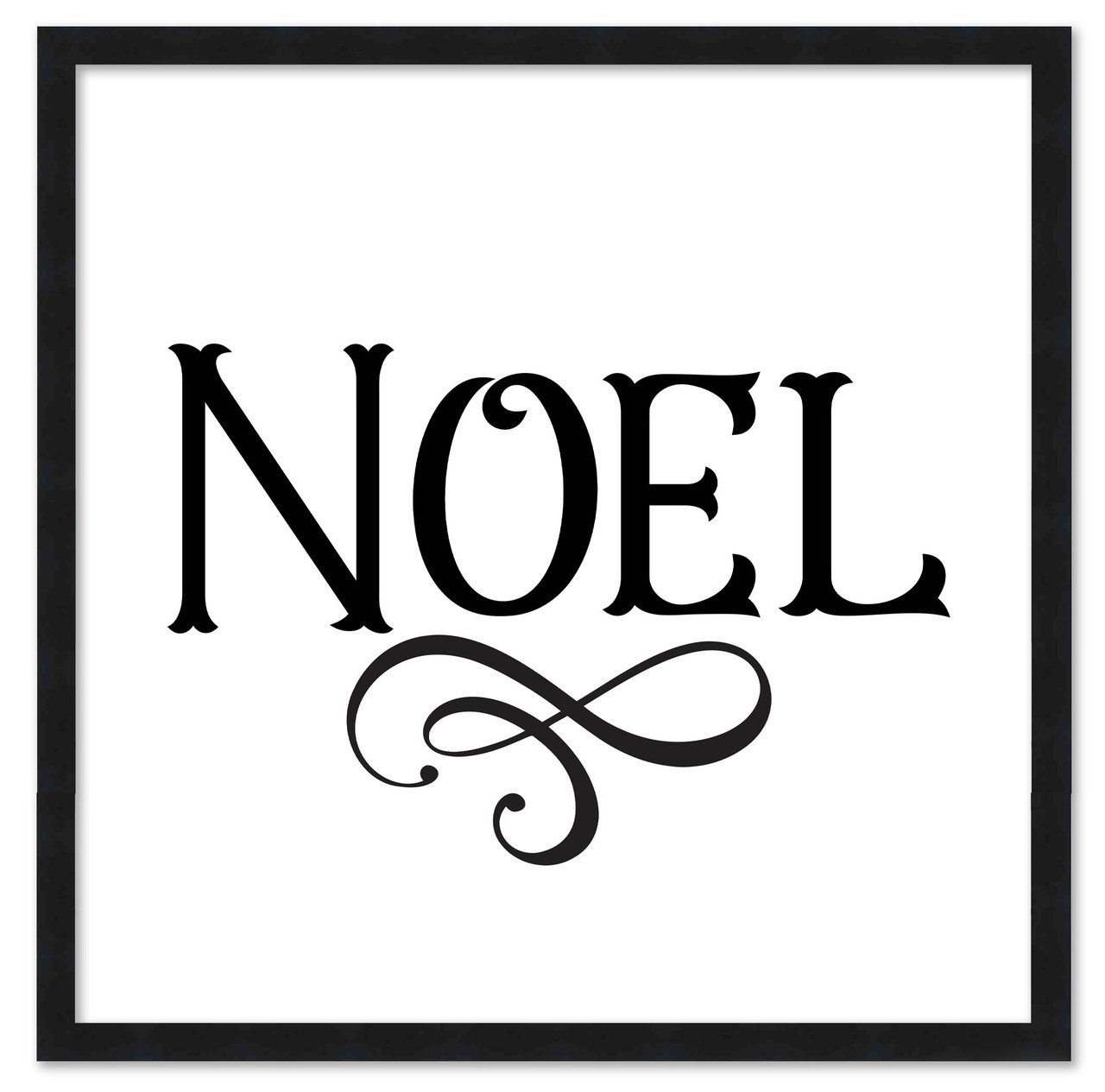 Noel Vintage 15.5" x 15.5" Framed Christmas Wall Decor Art Print Sign Poster in a Black Wooden Frame with UV Acrylic and Hangers