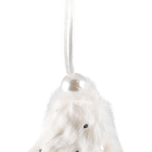 Faux Fur Star Christmas Ornaments - 4.75" - White - Set of 4