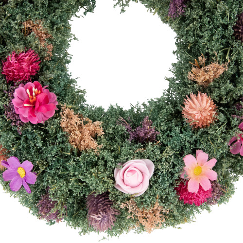 Thistle Mixed Floral Spring Wreath - 13" - Pink and Purple