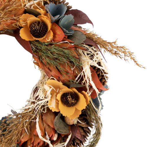 Sunflower and Straw Artificial Fall Harvest Wreath - 12" - Unlit