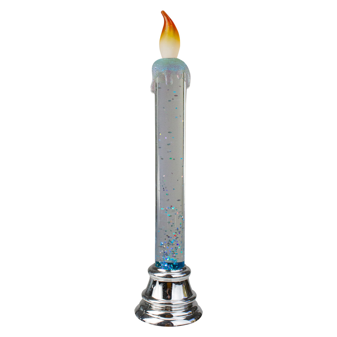 Glittered LED Flameless Christmas Candle - 9.25"