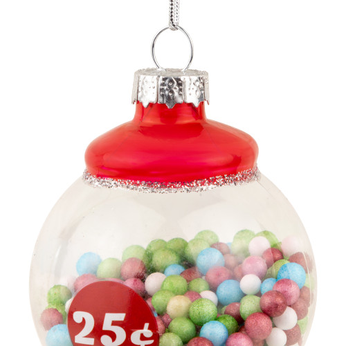 4" Retro Gumball Machine Glass Christmas Ornament