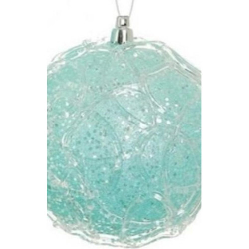 Glittered Ice Blue Shatterproof Snowy Winter Christmas Ball Ornament 3.25" (80mm)