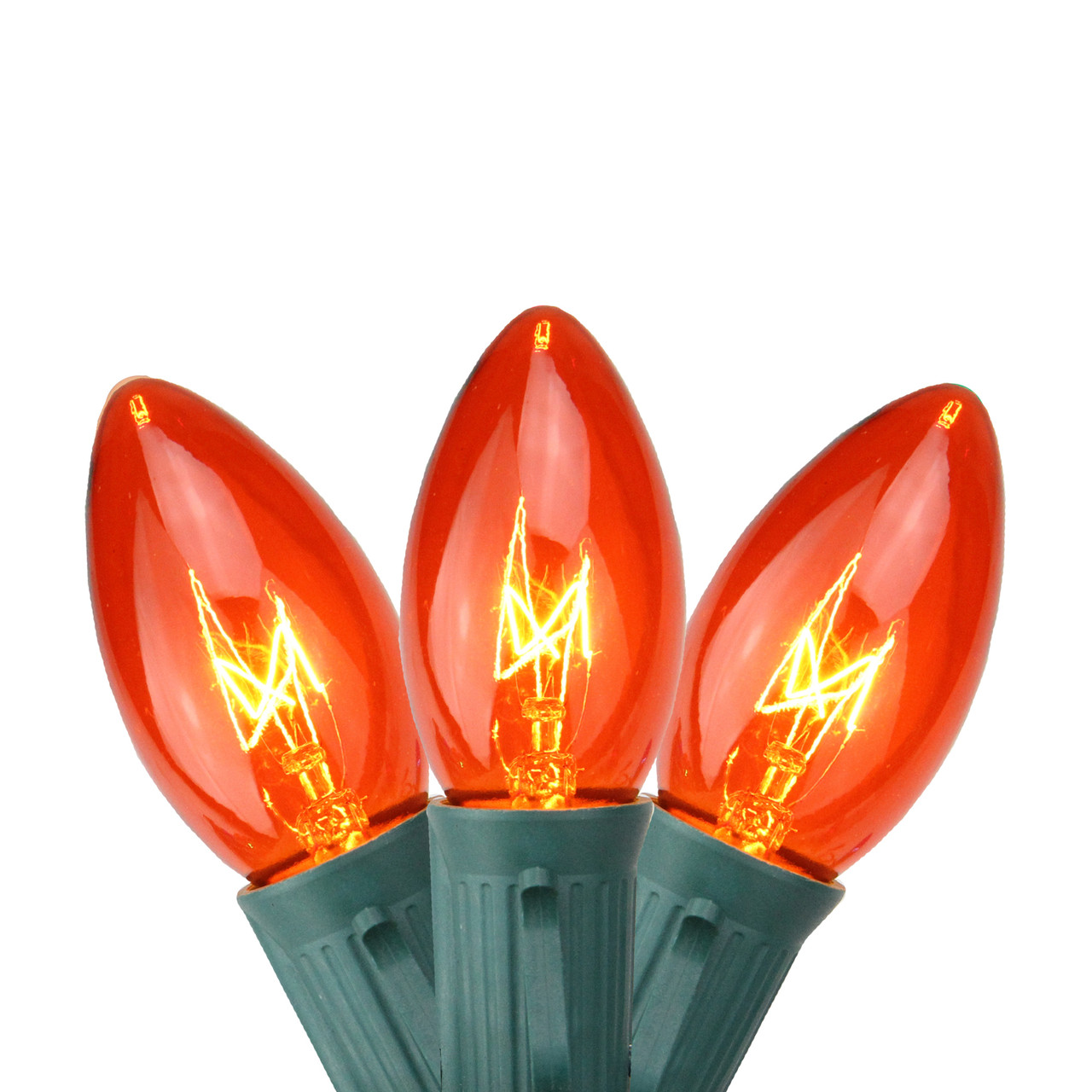 25-Count Orange C9 Christmas Light Set, 24ft Green Wire