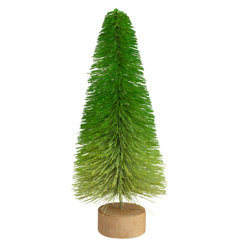 Bottle Brush Pine Artificial Christmas Tree with Wooden Base - 11"