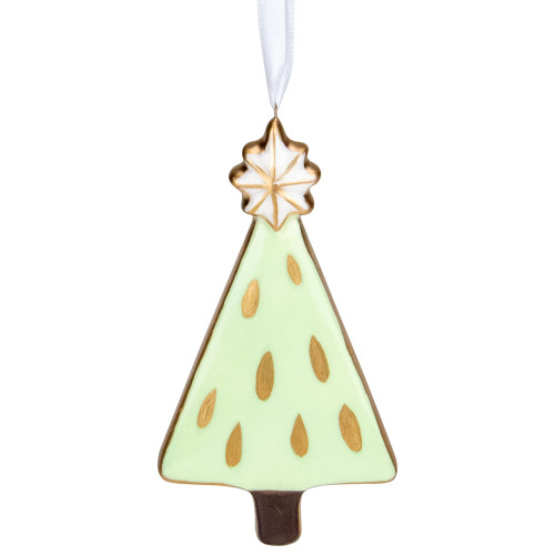 4.5" Green and Gold Christmas Tree Hanging Ornament