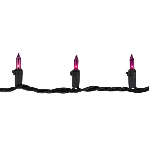 Mini Christmas Lights - Purple - 7' Black Wire - 35ct
