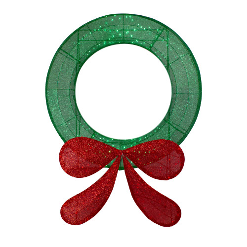 Commercial-Sized Lighted Tinsel Christmas Wreath Outdoor Decoration - 48"