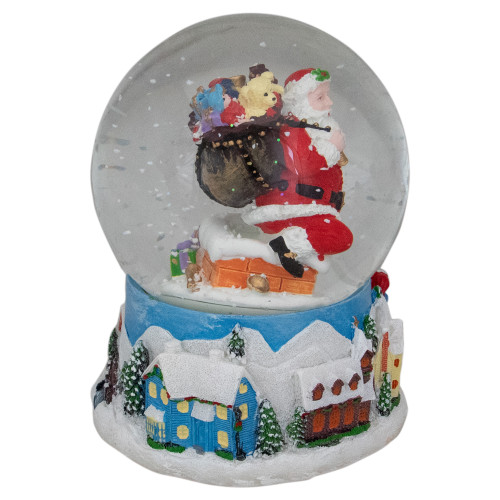 6.5" Santa Coming Down the Chimney Christmas Snow Globe