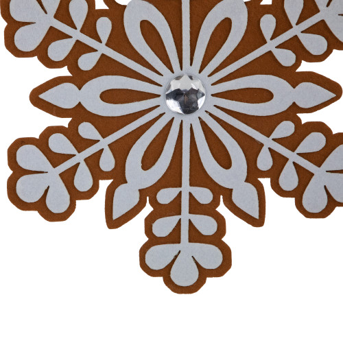 10" Gingerbread and White Snowflake Christmas Ornament - 10"
