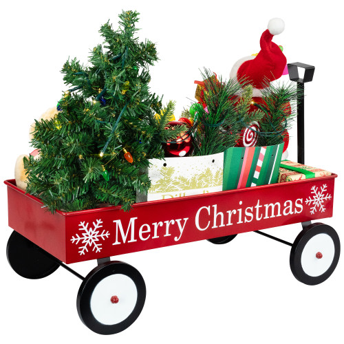 Lighted and Musical Santa Claus Merry Christmas Wagon Decoration - 20"