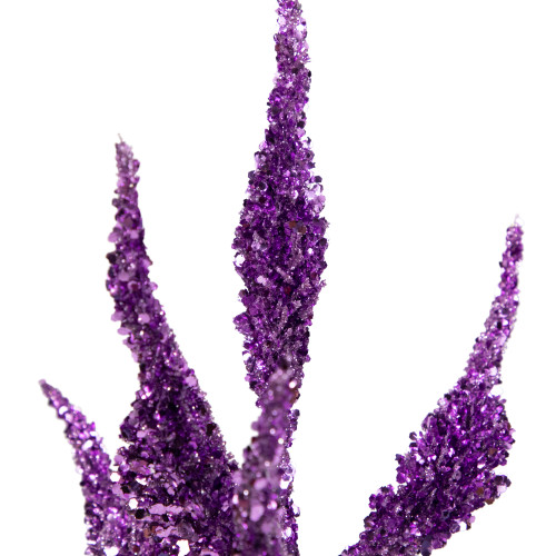 21" Purple Glittered Leaves Christmas Spray