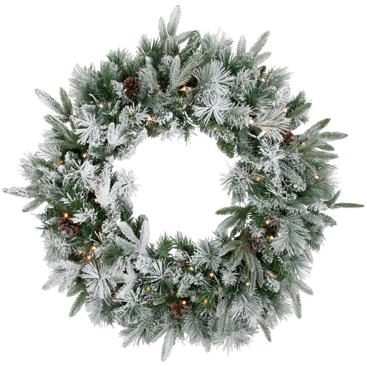 Real Touch?? Pre-Lit Flocked Rosemary Emerald Angel Pine Artificial Christmas Wreath - 30" - Clear LED Lights