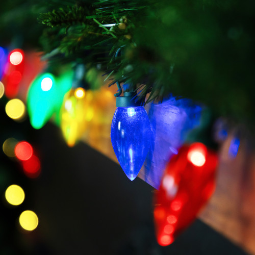 25ct Multi-Color LED C9 Christmas Lights, 16ft Green Wire