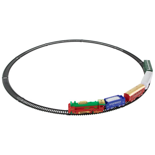 21 Pc Green and Red Battery Operated Lighted and Animated Classic Train Set