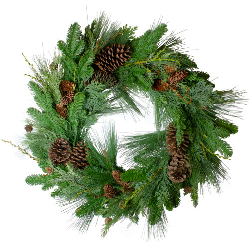 Pine Cone and Cedar Artificial Christmas Wreath - 32-Inch, Unlit