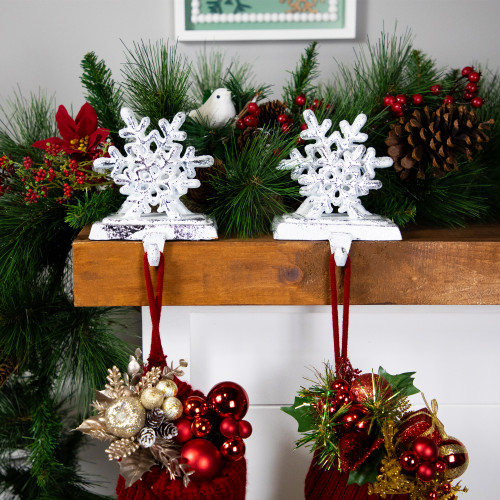 12.5" Silver Snowflake Christmas Stocking Holder
