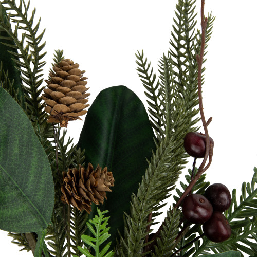 Mixed Foliage with Berries Artificial Christmas Wreath, 20-Inch, Unlit