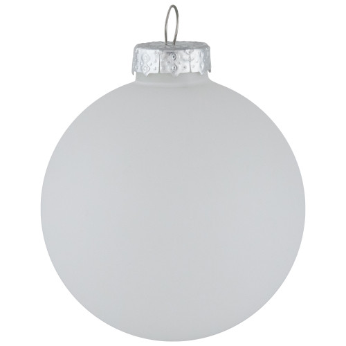 9ct Shiny and Matte White Glass Ball Christmas Ornaments 2.5" (65mm)