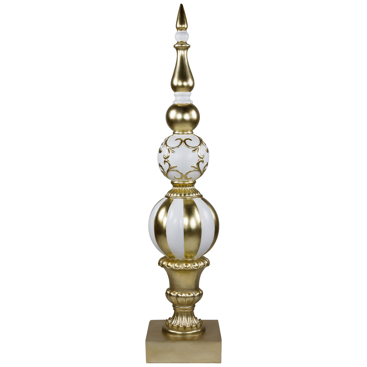 Ball Finial Commercial Size Christmas Decoration 48" - Gold and White