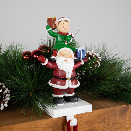 8.75" Santa and Elf Christmas Stocking Holder