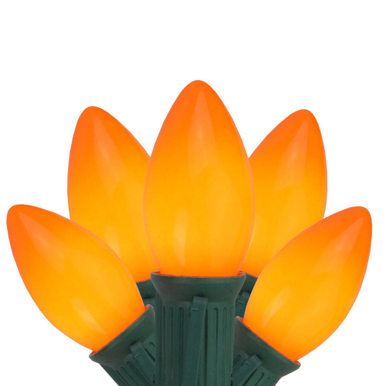 25-Count Orange Opaque C9 Christmas Light Set, 25ft Green Wire