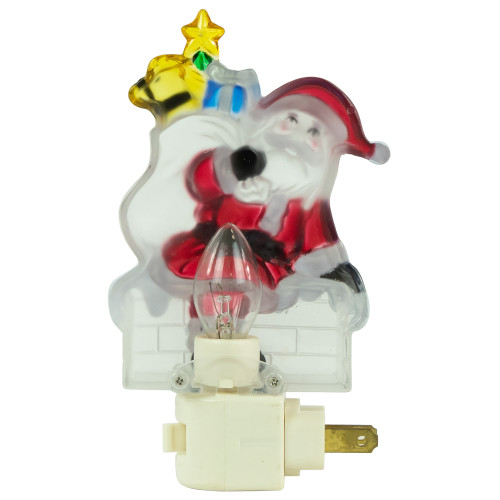 6.25" Santa in Chimney Frosted Christmas Night Light