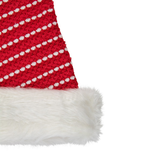 17" Red and White Striped Santa Hat With Pom Pom