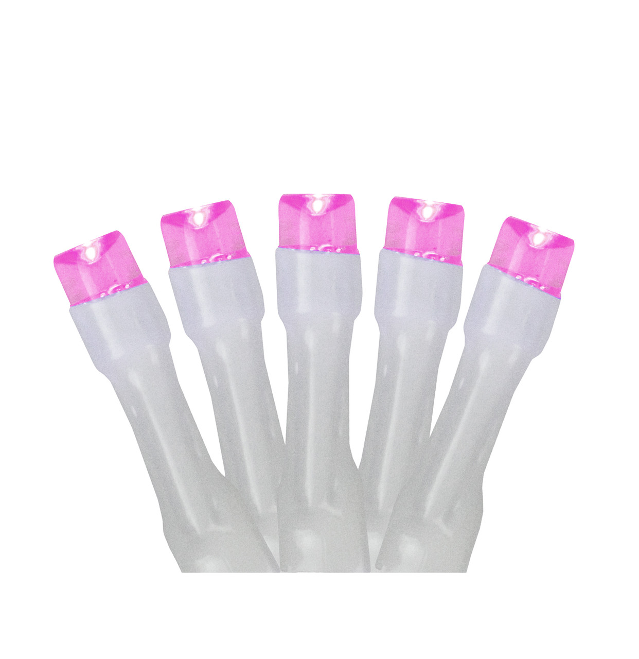 Battery Operated LED Christmas Lights - Pink - 9.5' White Wire - 20ct