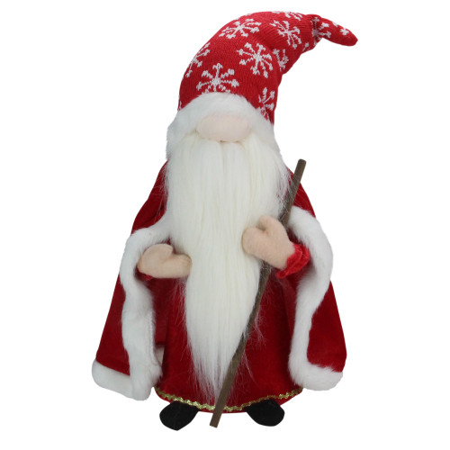 Snowflakes Santa Gnome with Cape Christmas Figure - 14.5" - Red and White