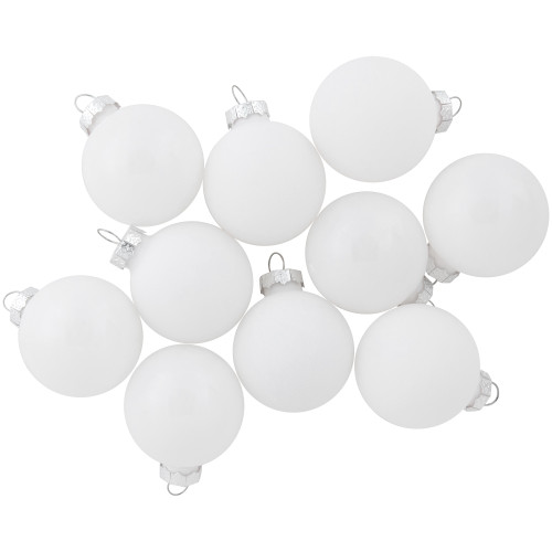10ct White Shiny and Matte Glass Ball Christmas Ornaments 1.75" (45mm)