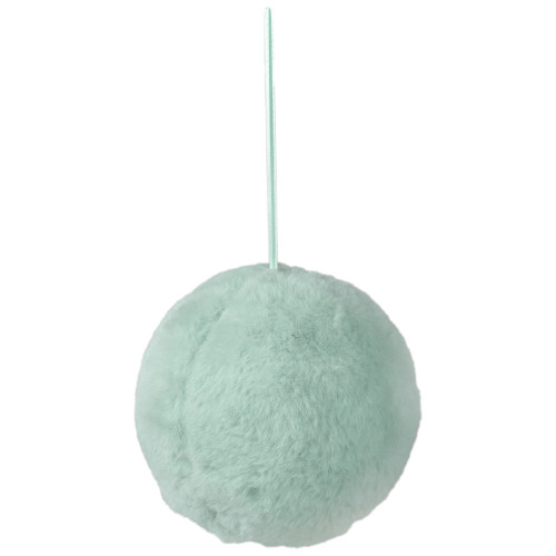 4" Light Green Faux Fur Plush Ball Christmas Ornament