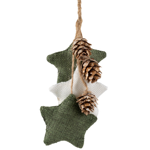Burlap Star and Pine Cones Plush Christmas Ornament - 11.75"
