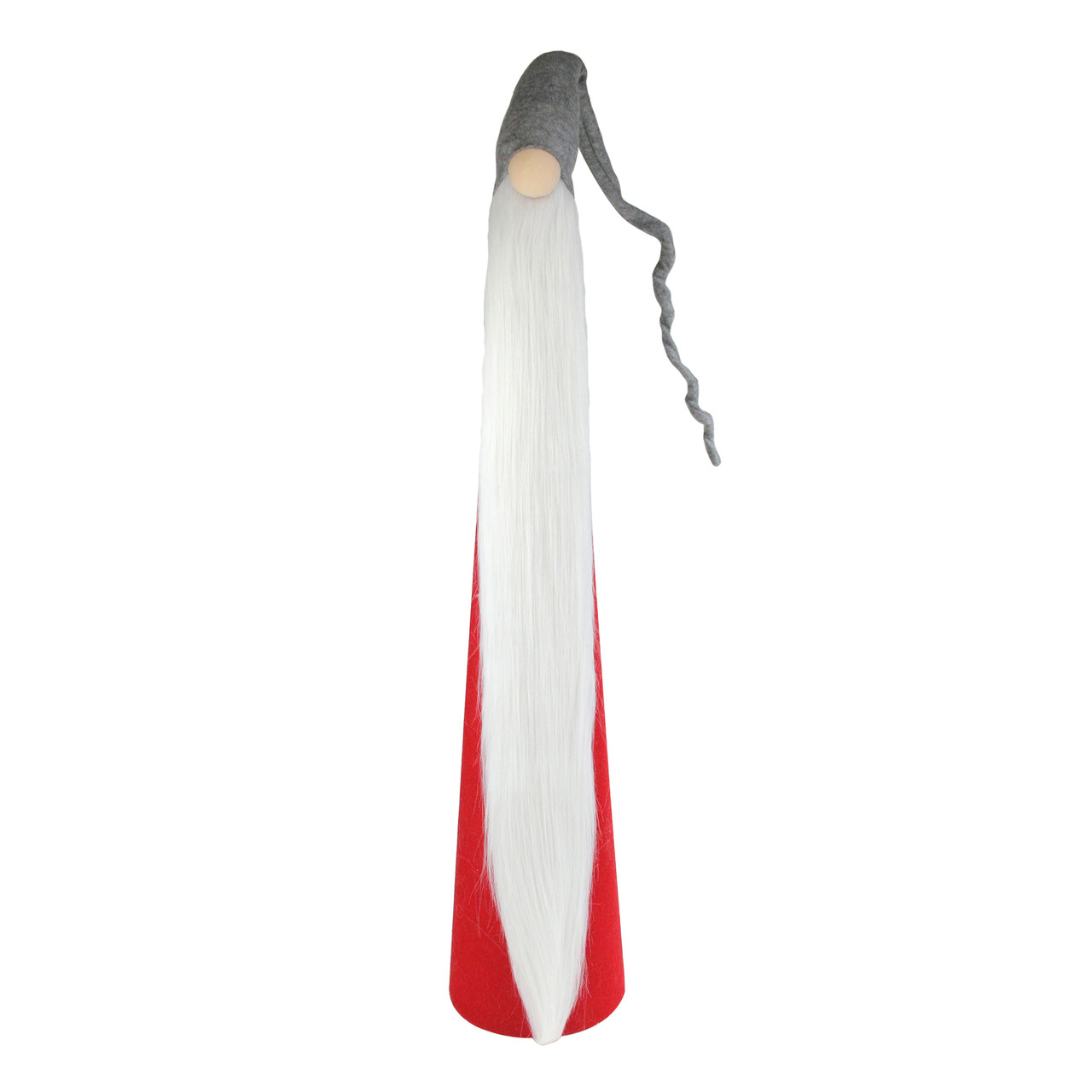 Tall Cone Gnome Christmas Decoration - 32.5" - Red and Gray