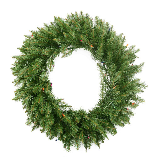 Pre-Lit Northern Pine Artificial Christmas Wreath - 36" - Multi-Color Lights