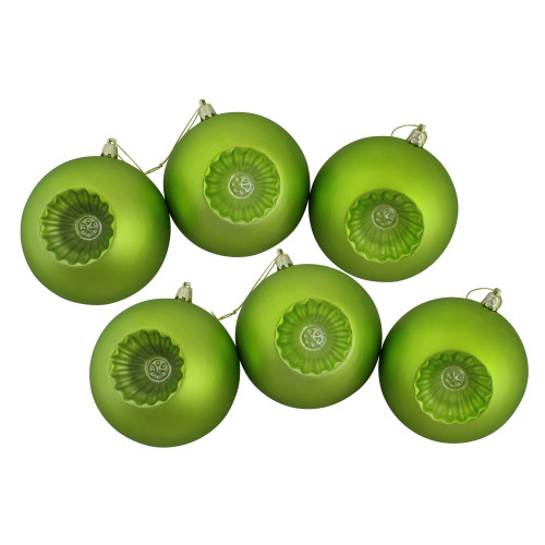 6ct Green Retro Reflector Matte Christmas Ball Ornaments 4" (100mm)