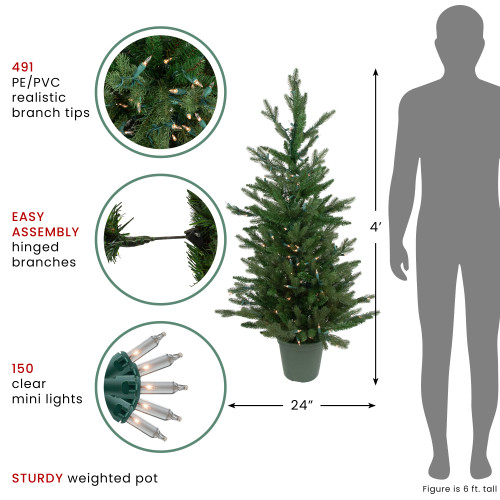 Real Touch? Pre-Lit Grande Spruce Artificial Potted Christmas Tree - 4' - Clear Lights